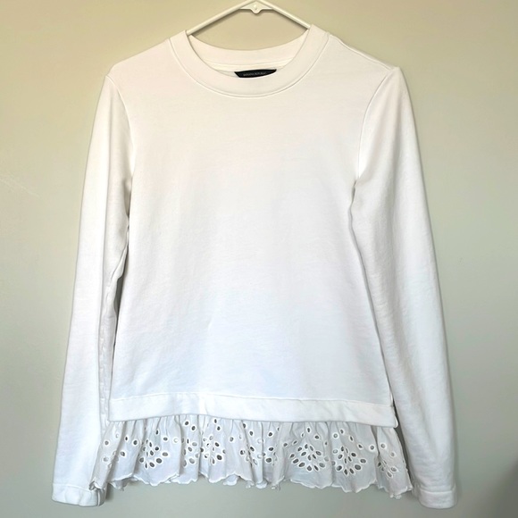 Banana Republic White Eyelet Sweatshirt - Size XS - Picture 1 of 5
